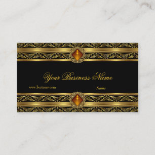 Verschnörkelt Bernstein Gold Schwarz Elegant Klass Visitenkarte