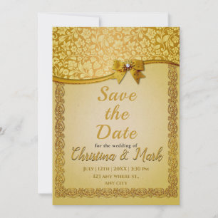 Verschnörkelte Elegante Retro Abstrakte Blumen und Save The Date