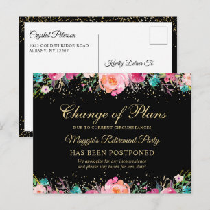 Verschobene Ankündigung Floral Rentnerparty Postkarte