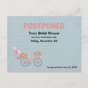 Verschobene Brautparty Fahrrad und Floral Polka Do Einladungspostkarte