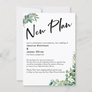Verschobene Hochzeit "Neuer Plan mit Eukalyptus-Ka Einladung