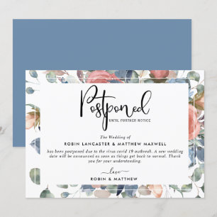 Verschobene Veranstaltung, Dusty Blue und Blush Einladung