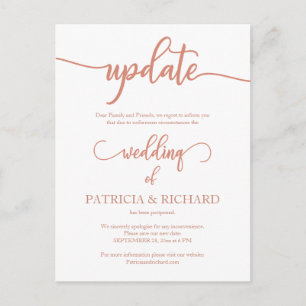 Verschobener Hochzeitstermin Update Elegante Rose Postkarte
