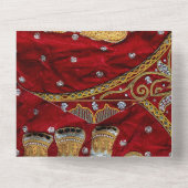 Verschönert indische Elefanten Rot und Gold All In One Einladung (Rückseite)