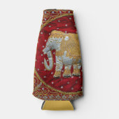 Verschönert indische Elefanten Rot und Gold Flaschenkühler (Vorderseite)