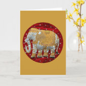 Verschönert indische Elefanten Rot und Gold Karte (Gelbe Blume)