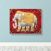 Verschönert indische Elefanten Rot und Gold Leinwanddruck (Insitu (Holzboden))