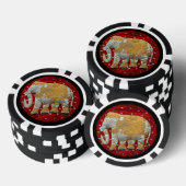 Verschönert indische Elefanten Rot und Gold Pokerchips (Stapel)