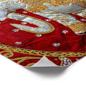 Verschönert indische Elefanten Rot und Gold Poster (Ecke)