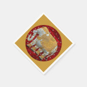 Verschönert indische Elefanten Rot und Gold Serviette (Ecke)