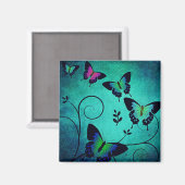 Verschönerte Juwelen Schmetterlinge Teal Magnet (Vorderseite/Rückseite)