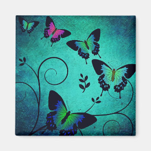 Verschönerte Juwelen Schmetterlinge Teal Magnet