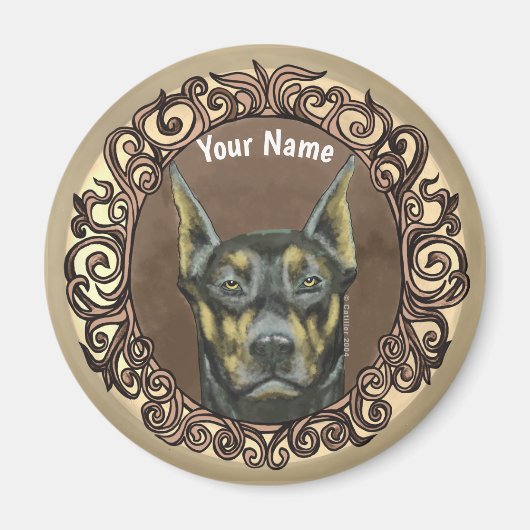 Verschönerter Dobermann Magnet (Vorne)