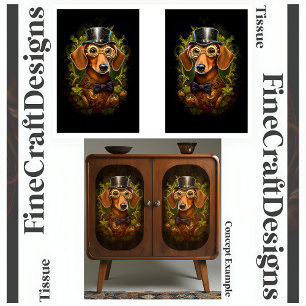 Verschönerter Steampunk-Dachshund-Hund-Decoupage L Seidenpapier