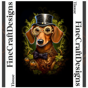 Verschönerter Steampunk-Dachshund-Hund-Dekoupage l Seidenpapier