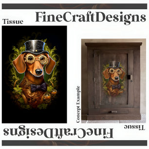 Verschönerter Steampunk-Dachshund-Hund-Dekupage Re Seidenpapier