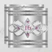 Verschönertes elegantes Silber laden ein Einladung (Vorne/Hinten)