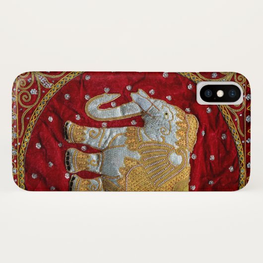 Verschönertes indischer Elefant-Rot und Gold Case-Mate iPhone Hülle (Rückseite (Horizontal))
