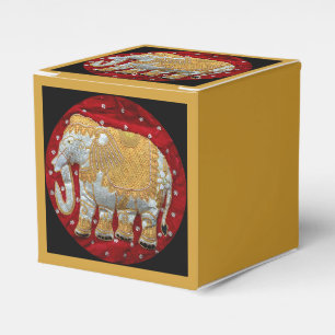 Verschönertes indischer Elefant-Rot und Gold Geschenkschachtel