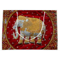 Verschönertes indischer Elefant-Rot und Gold