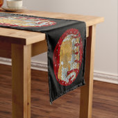 Verschönertes indischer Elefant-Rot und Gold Kurzer Tischläufer (Beispiel)