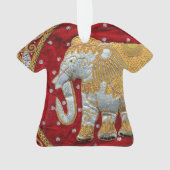 Verschönertes indischer Elefant-Rot und Gold Ornament (Rückseite)