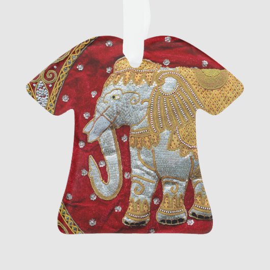 Verschönertes indischer Elefant-Rot und Gold Ornament (Vorderseite)