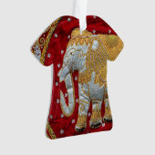 Verschönertes indischer Elefant-Rot und Gold Ornament (Vorderseite)