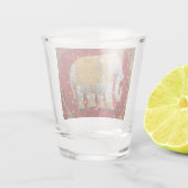 Verschönertes indischer Elefant-Rot und Gold Schnapsglas (Rückseite)
