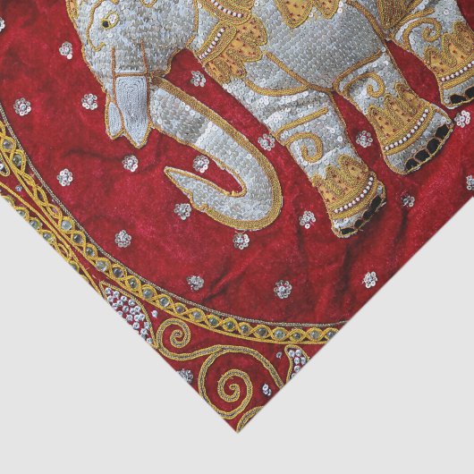 Verschönertes indischer Elefant-Rot und Gold Seidenpapier (Ausschnitt)