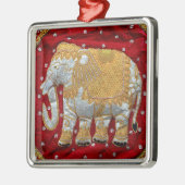 Verschönertes indischer Elefant-Rot und Gold Silbernes Ornament (Links)