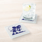 Verschönertes Paar in Liebe Glasuntersetzer (Schrägansicht)