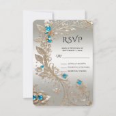Verschönerung der Gold Blue Stones RSVP Karte (Vorderseite)
