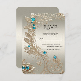 Verschönerung der Gold Blue Stones RSVP Karte