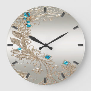 Verschönerung der Gold Blue Stones Wall Uhr