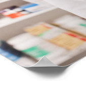 Verschreibung für Apotheker im Arzneimittellager Poster (Ecke)