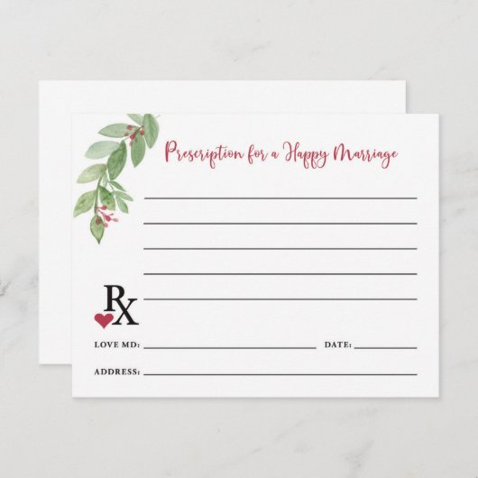 Verschreibung für eine glückliche Eheratenkarte Begleitkarte (Vorne/Hinten)