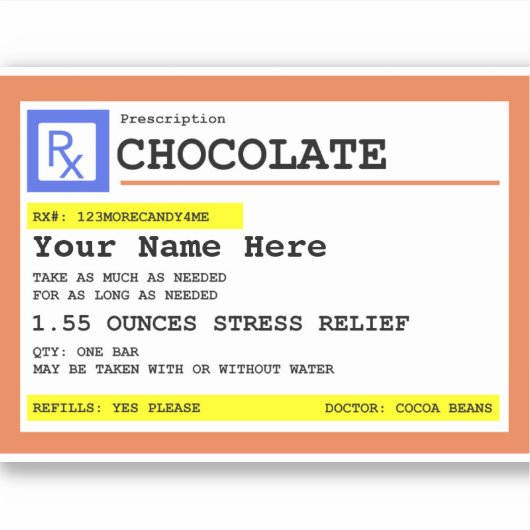 Verschreibung Schokolade Personalisiert Aufkleber (Vorderseite)