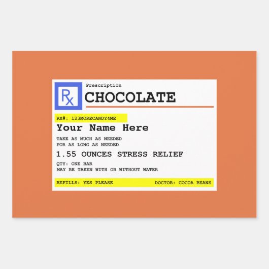 Verschreibung Schokolade Personalisiert  Geschenkpapier Set (Vorderseite)