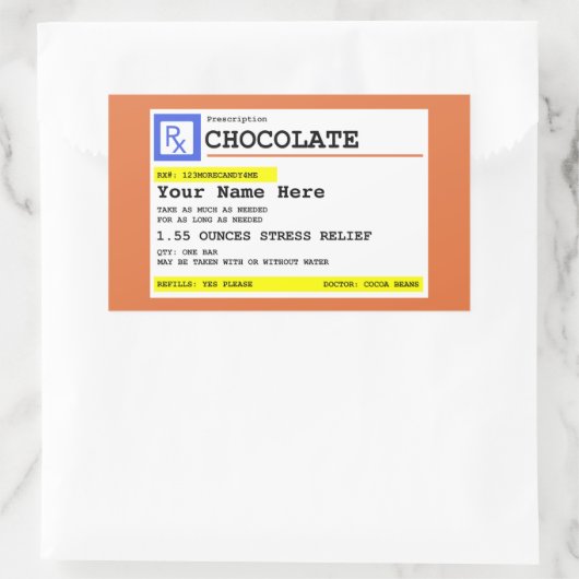 Verschreibung Schokolade Personalisiert Rechteckiger Aufkleber (Tasche)