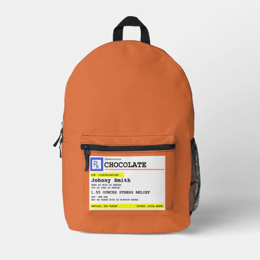 Verschreibung Schokolade Personalisierter Patiente Bedruckter Rucksack (Vorderseite)