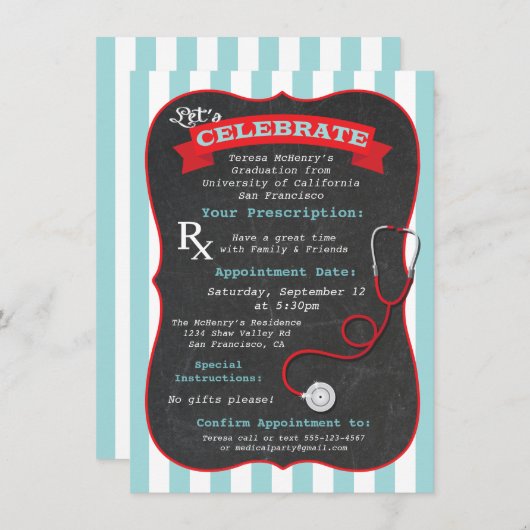 Verschreibung von Abschlüssen der Krankenpflegersc Einladung (Vorne/Hinten)