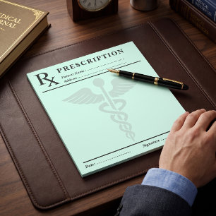 Verschreibungs-RX-Block editierbar Doktor Caduceus Notizblock