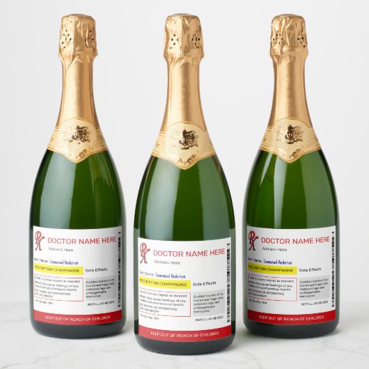 Verschreibungspflichtiges Champagnerlabel Schaumweinetikett (Flaschen)