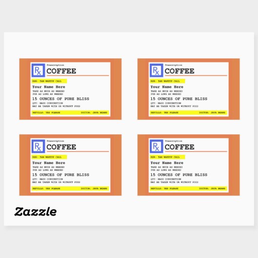 Verschreibungspflichtiges Coffee Label Personalisi Rechteckiger Aufkleber (Blatt)