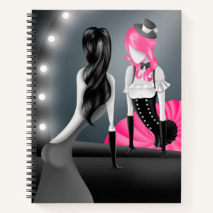 Verschrobene Ballerina & Tänzer Spiegelung Pink Notizblock