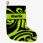 Verschütten in Kalkgrün und Schwarz Kleiner Weihnachtsstrumpf (Vorderseite)