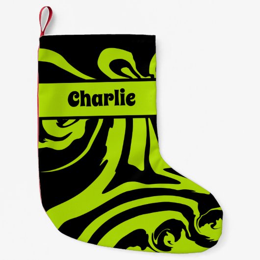 Verschütten in Kalkgrün und Schwarz Kleiner Weihnachtsstrumpf (Vorderseite)