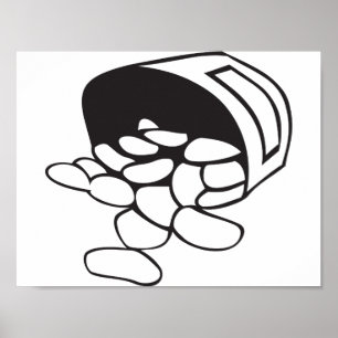 Verschüttete Bohnen aus einem Beutel Poster