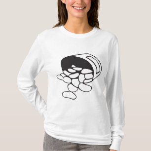 Verschüttete Bohnen Schwarz-Weiß-Umriss T-Shirt